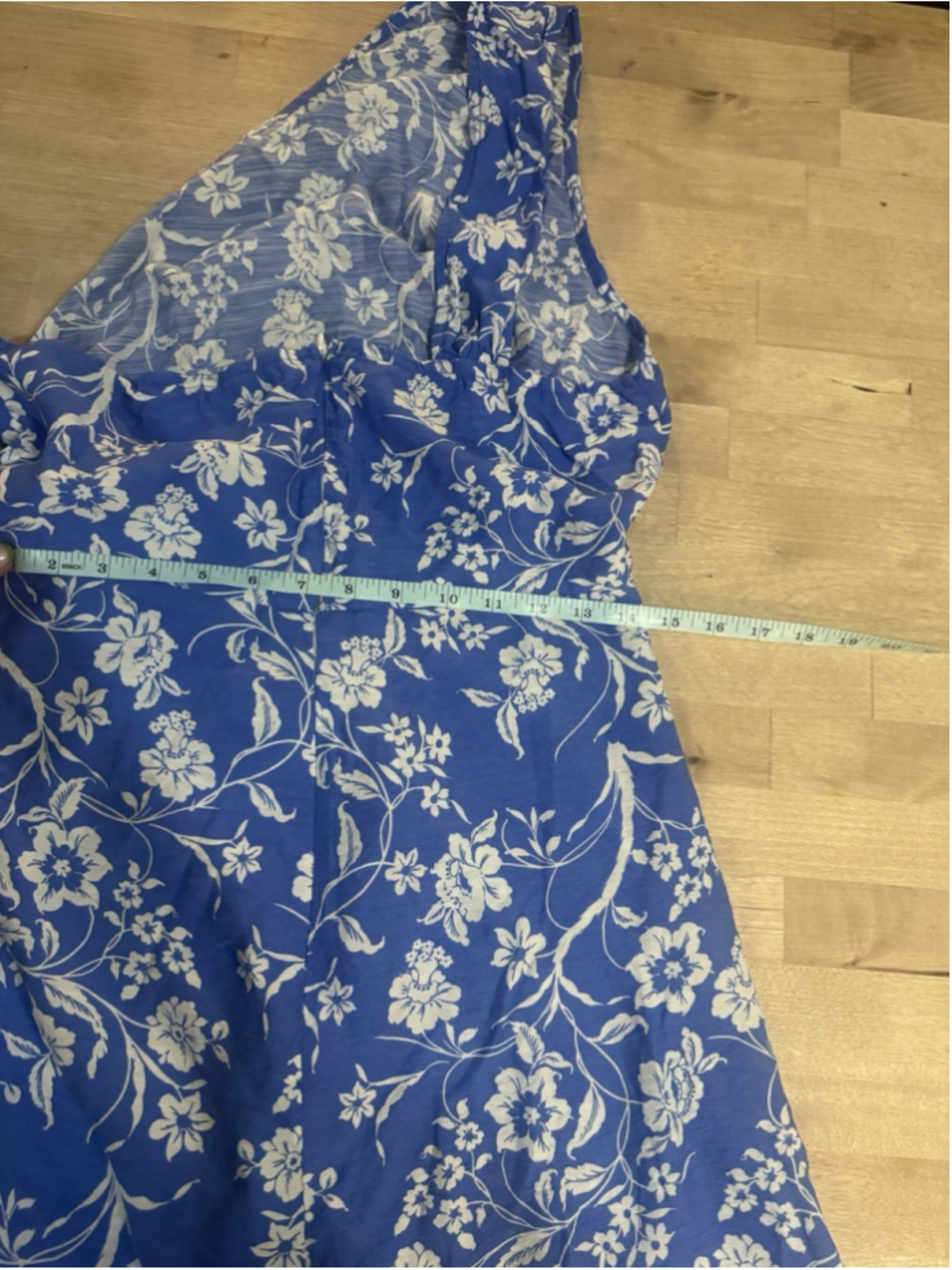 CUPSHE One-Shoulder Hawaiian Holiday Floral Blue White Dress Size XL - Picture 10 of 12